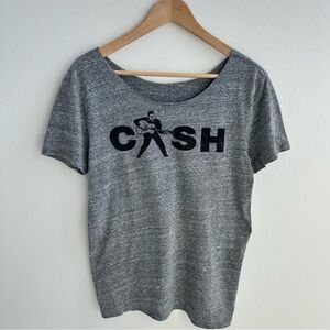 Johnny Cash off-the-shoulder rock graphic tee